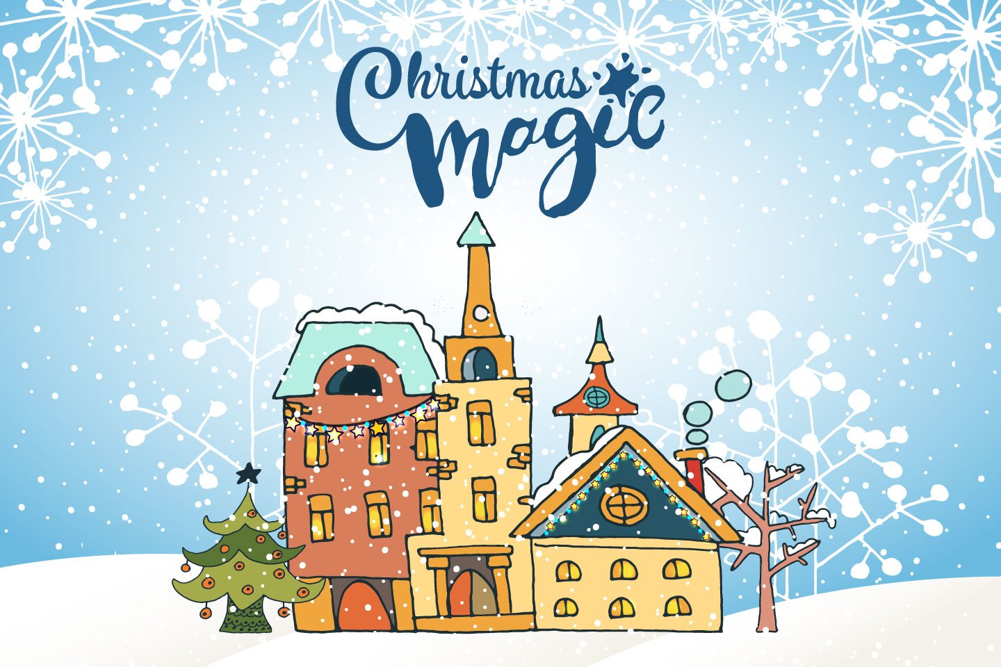 1440x960 Christmas Magic Free Vector Illustration