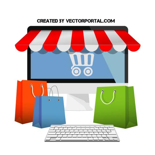 660x660 Online Shopping Vector Illustration
