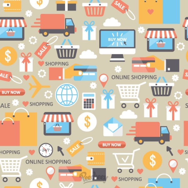 600x600 Online Shopping Seamless Pattern Free Vector In Adobe Illustrator