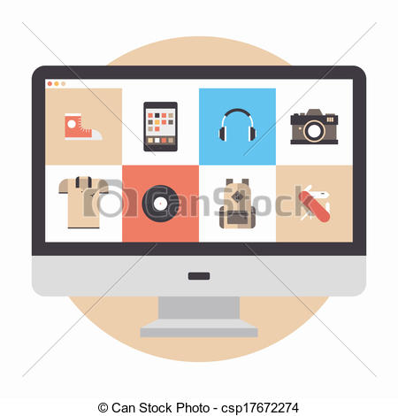 450x470 Online Store Flat Illustration. Flat Design Modern Vector