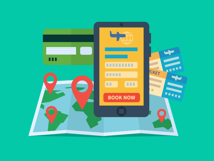 700x525 Online Ticket Booking Flat Illustration