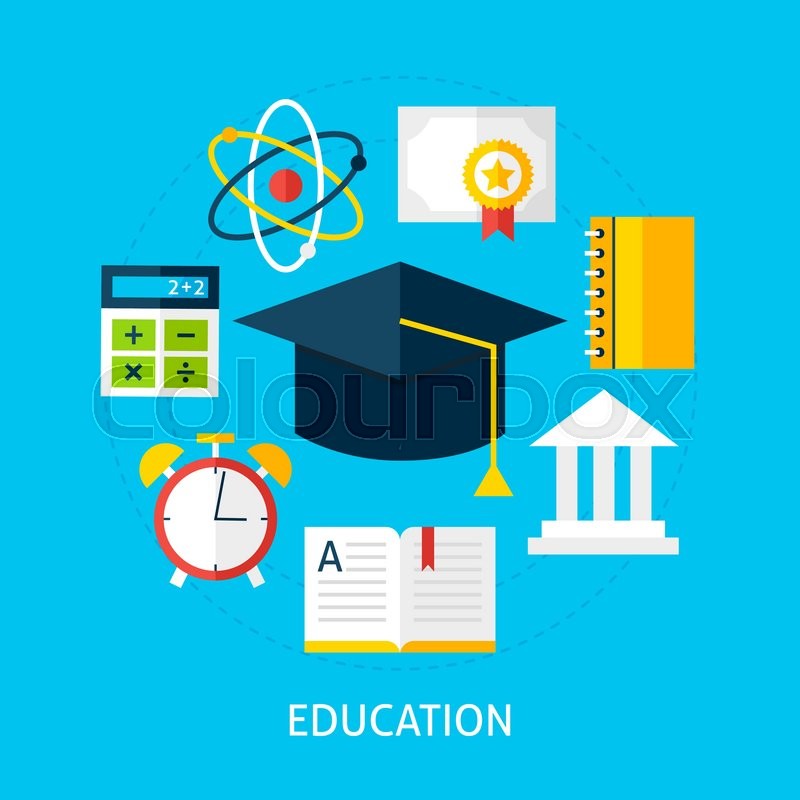 800x800 Education Concept. Flat Design Vector Illustration. Online