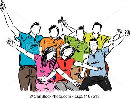 450x343 Group Of Happy People Celebration Vector Illustration.