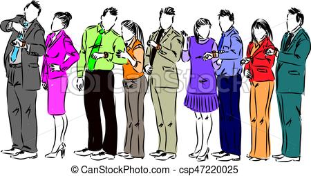 450x255 Business People Waiting In Line Vector Illustration.