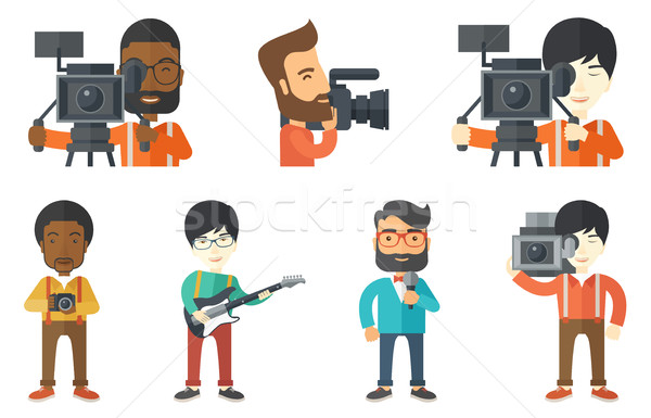 600x385 Vector Set Of Media People Characters. Vector Illustration