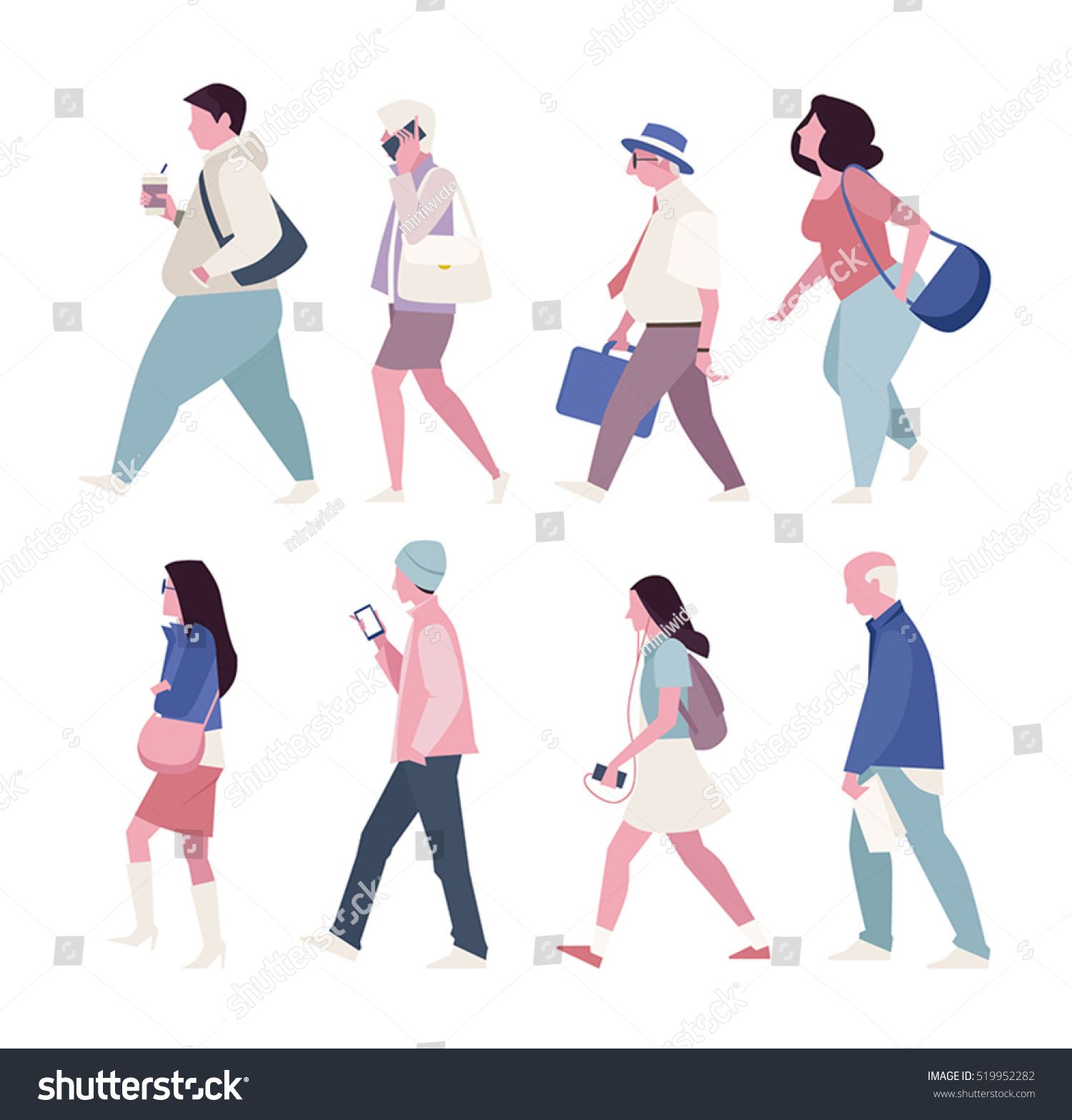 1500x1567 Street Walking People Vector Illustration Flat Design