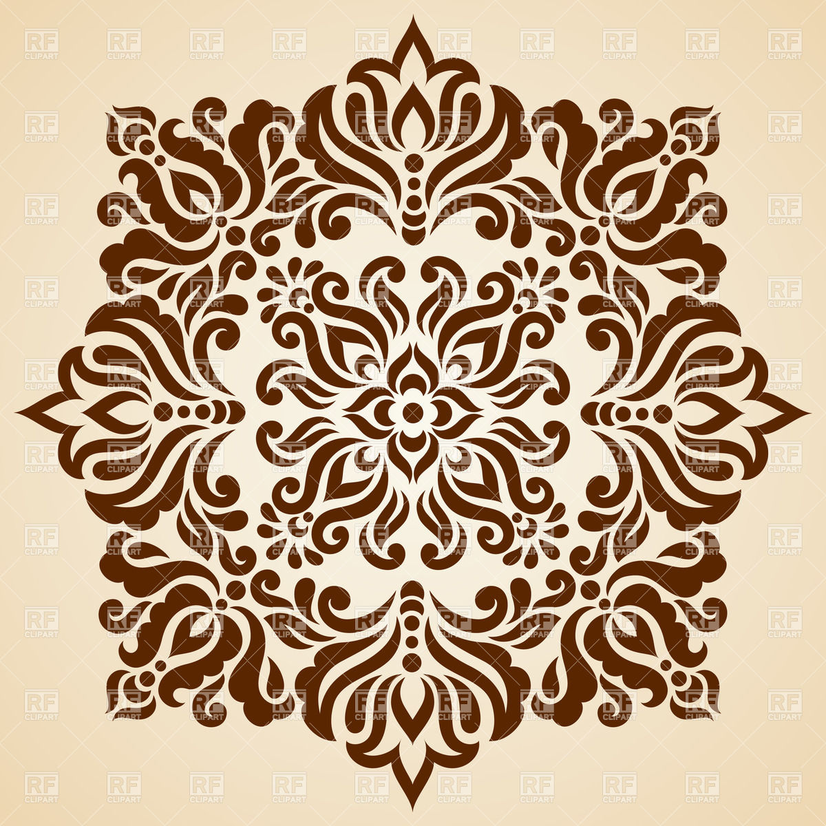 1200x1200 Brown Square Made Of Abstract Floral Mosaic Vector Image Vector