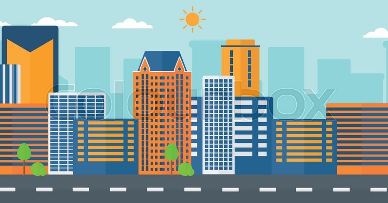 800x419 Background Of Modern City And A Road Vector Flat Design