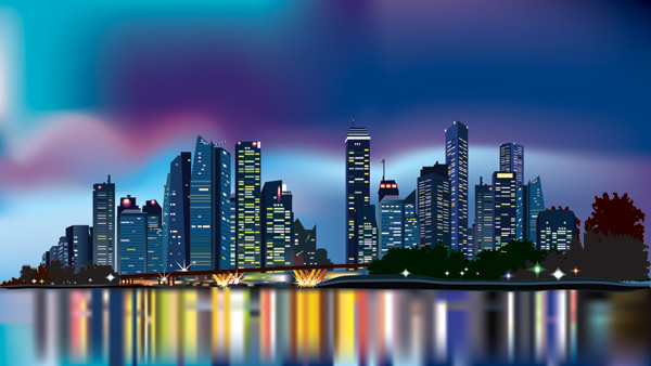 600x338 Vector Night City Under Free Vector 4vector