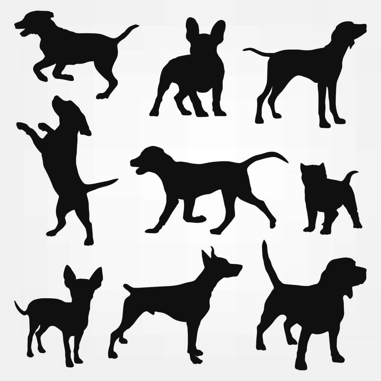 1280x1280 Free Vector Dogs Silhouettes