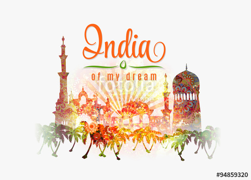 500x359 India Of My Dream. Illustration Of India In Saffron And Green