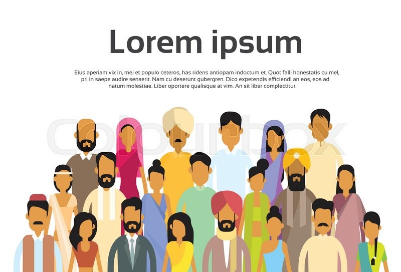 800x543 Indian Business People Group, India Crowd Team Copy Space Flat