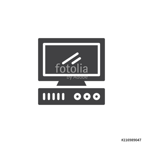 500x500 Old Computer Vector Icon. Filled Flat Sign For Mobile Concept And
