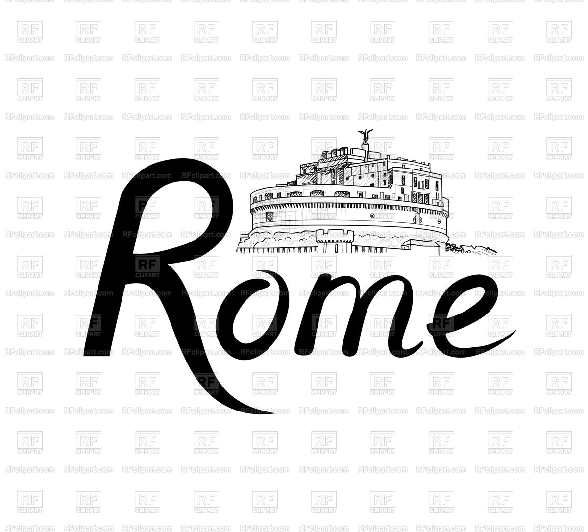 1200x1086 Rome Famous Place With Lettering Travel Italy Background. City