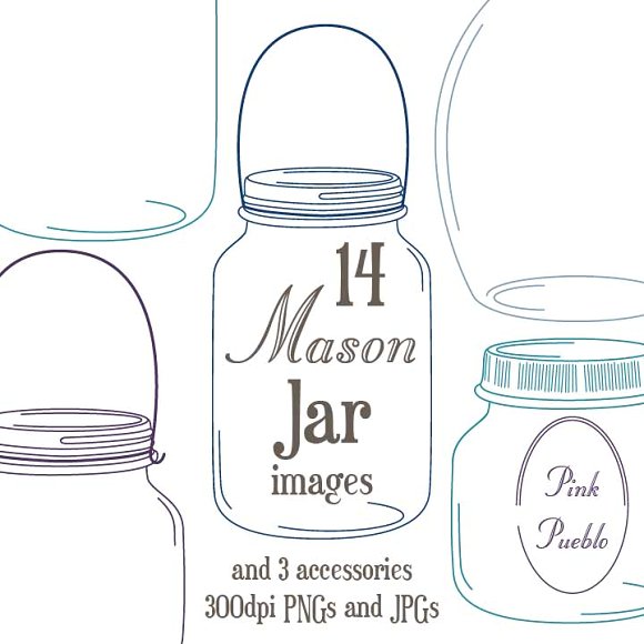 580x580 Mason Jar Clipart Vector