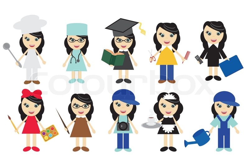 800x533 Nice Young Girls Of Different Jobs Stock Vector Colourbox