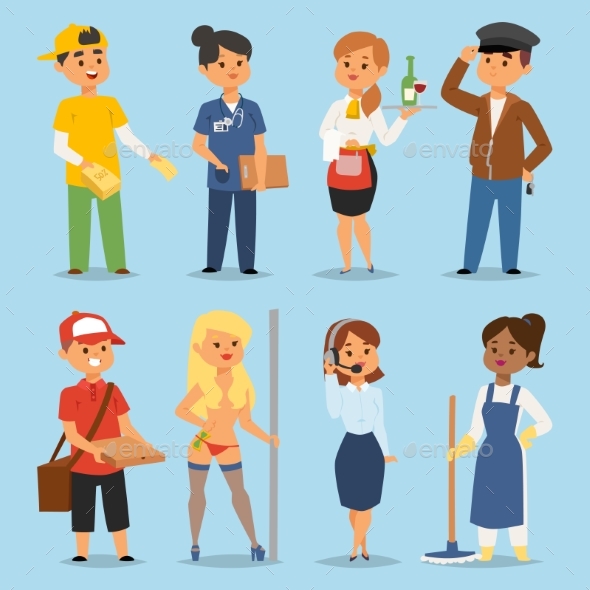 590x590 People Part Time Job Professions Vector Set By Vectorssstocker