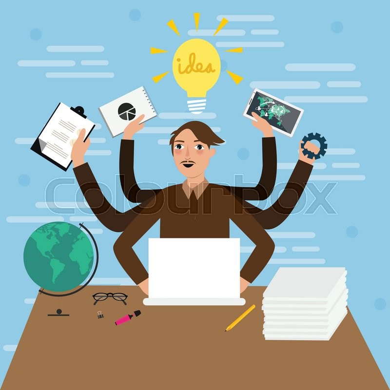 800x800 Business Person Male Man Multitasking Hand Holding Paper Work Jobs