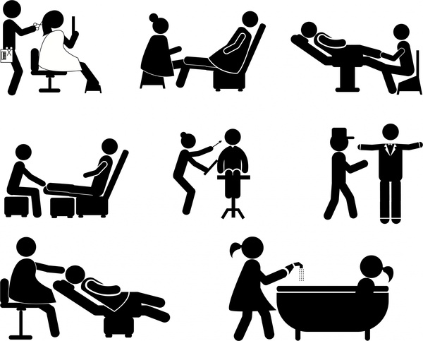 600x483 Service Jobs Icons Illustration With Silhouette Style Free Vector