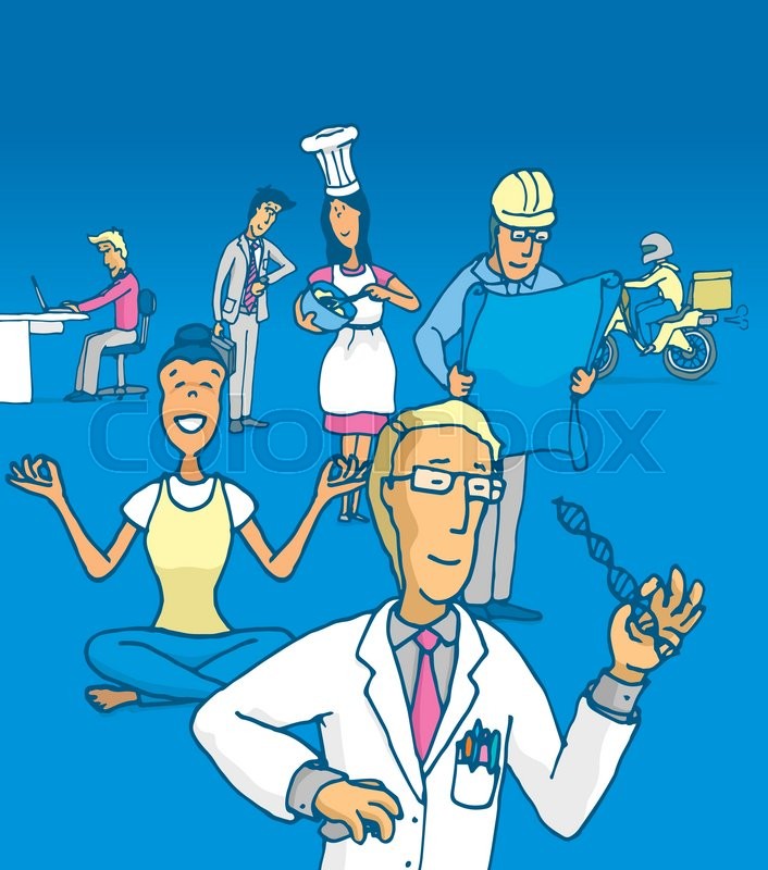 706x800 Cartoon Illustration Of People Working