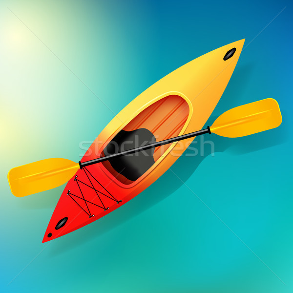 600x600 Kayak And Paddle Vector On Water Illustration Of Outdoor