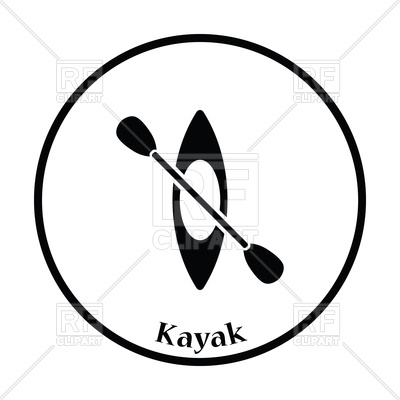 400x400 Thin Circle Design Of Kayak And Paddle Icon Vector Image Vector