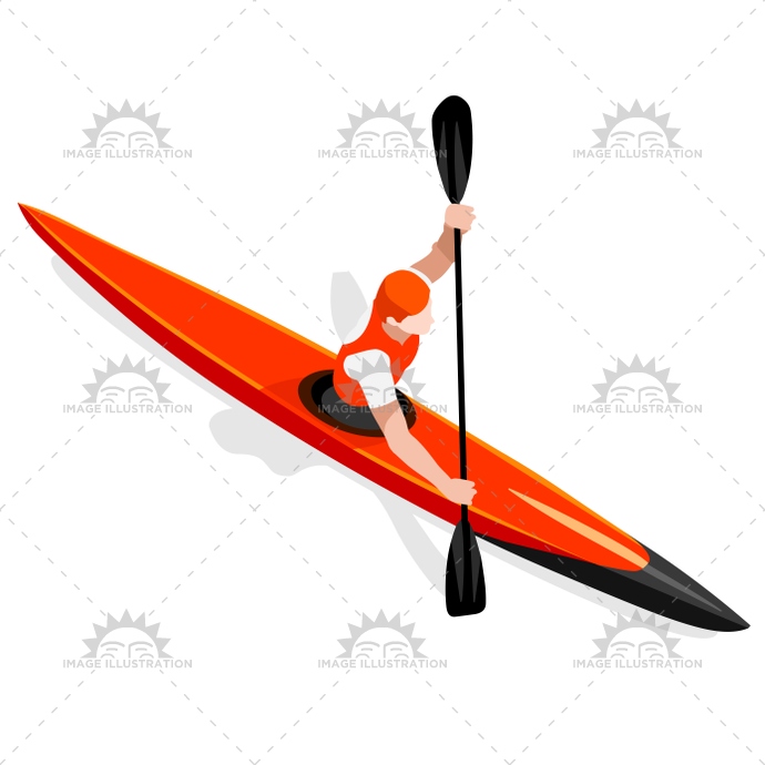 690x690 Kayak Sprint 2016 Sports Isometric 3d Vector Illustration