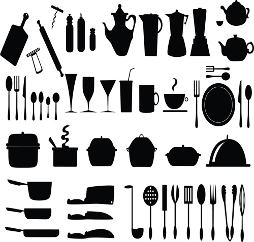 500x477 Kitchen Utensils Vector Silhouettes Vector Silhouettes Free Vector