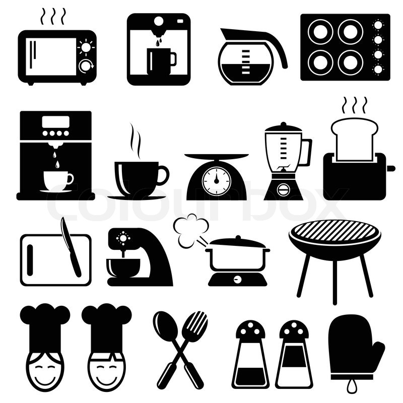 800x800 Set Of Kitchen Icons For Web, Vector Format Stock Vector Colourbox