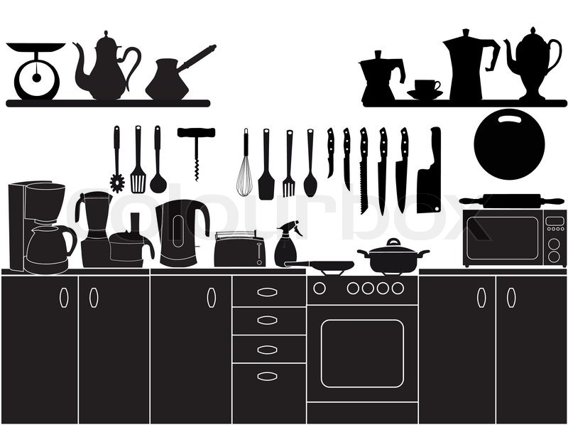 800x598 Vector Illustration Of Kitchen Tools For Cooking Stock Vector