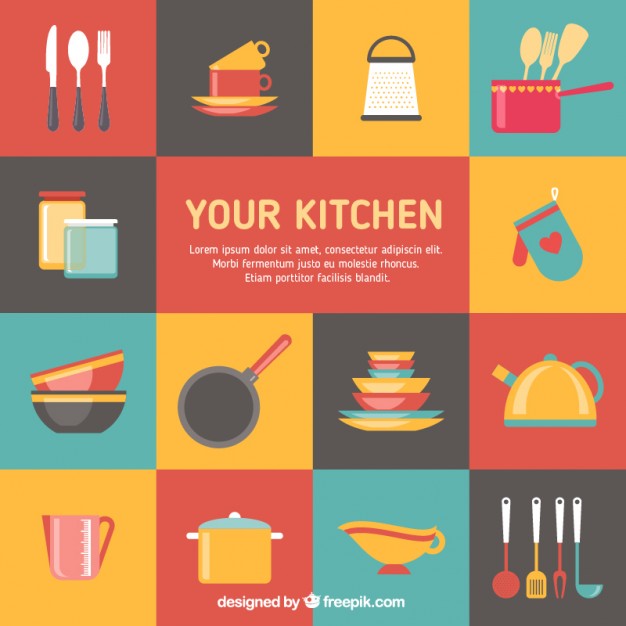 626x626 Colorful Kitchen Elements Vector Premium Download
