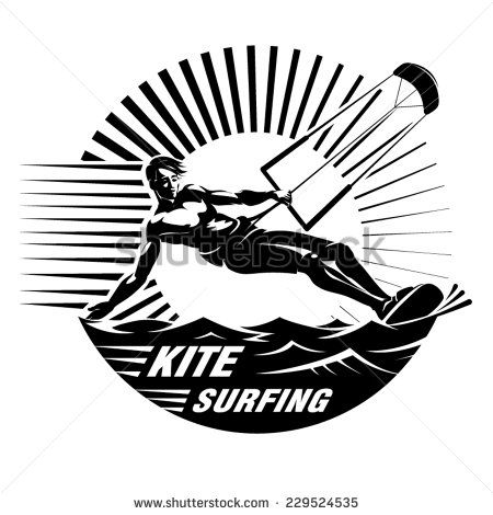 450x470 Kite Surfing. Vector Illustration In The Engraving Style