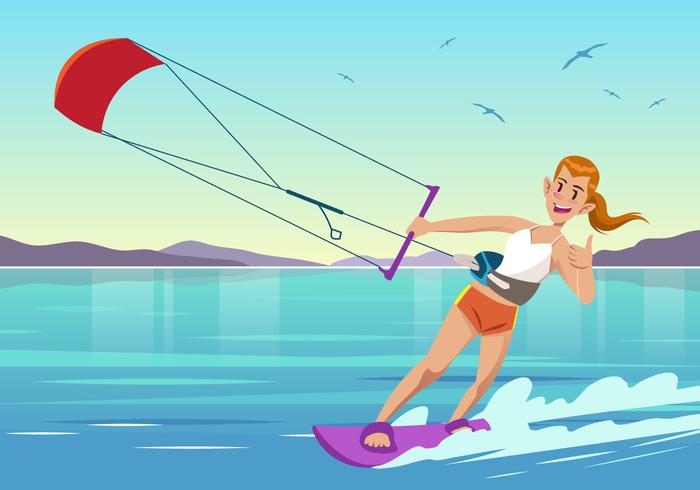 700x490 Kitesurfing Water Sport Vector Stock Images