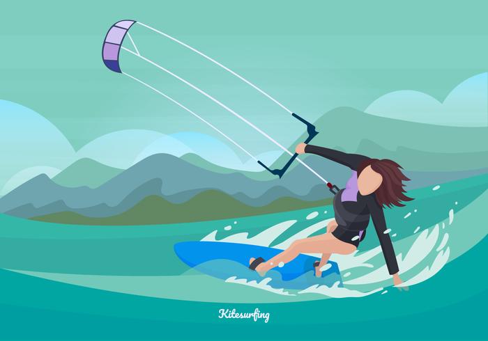 700x490 Woman Kitesurfing Vector Illustration Stock Images