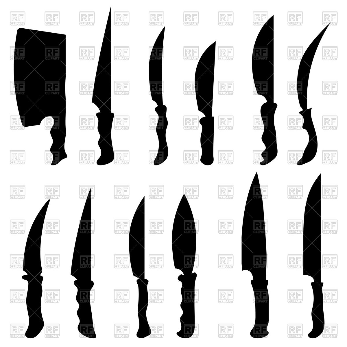 1200x1200 Set Of Knives Silhouettes Vector Image Vector Artwork Of