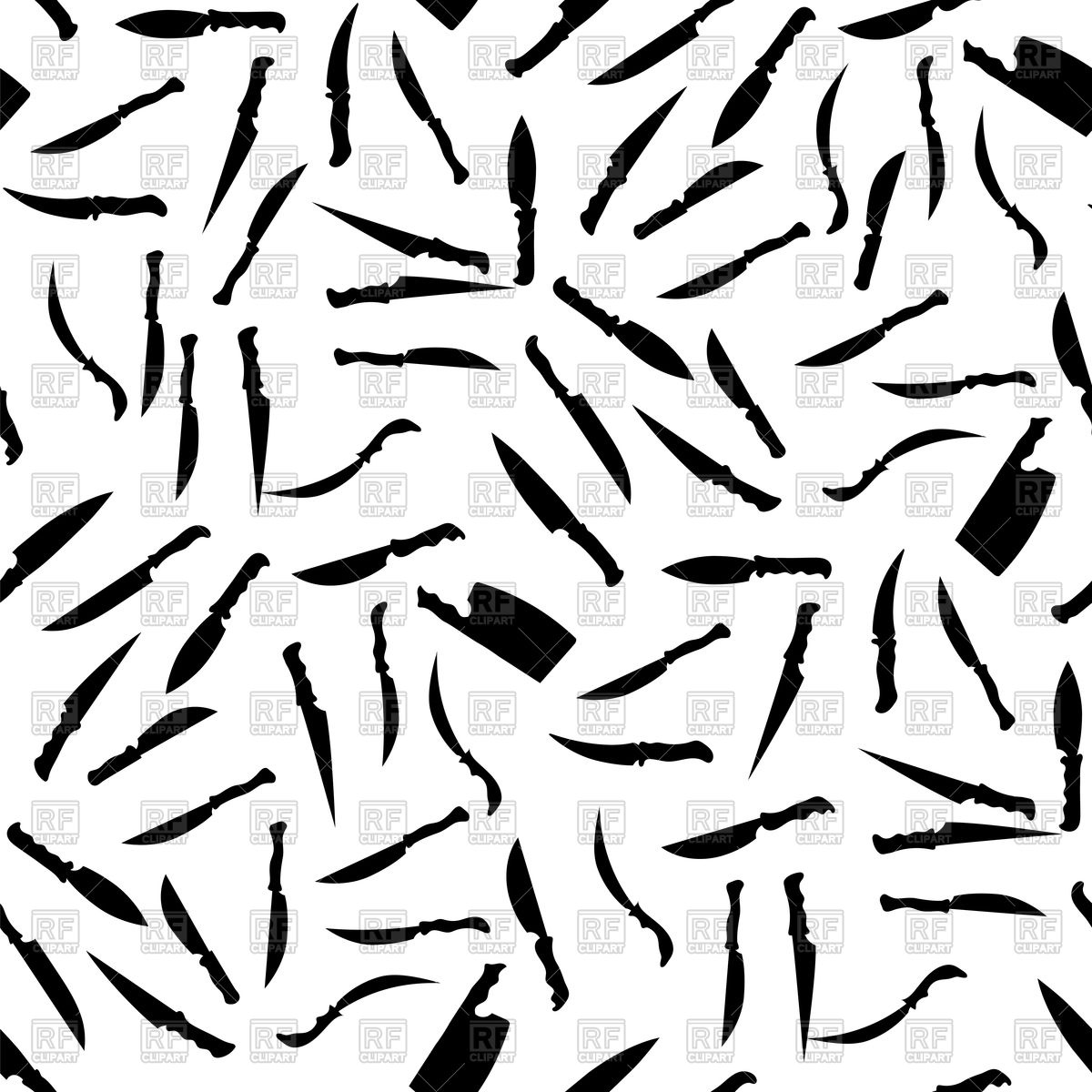 1200x1200 Silhouettes Knives Seamless Pattern On White Vector Image Vector