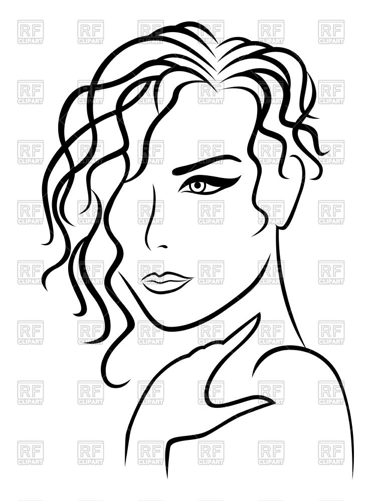 750x1000 Beautiful Lady With Wavy Hairstyle Outline