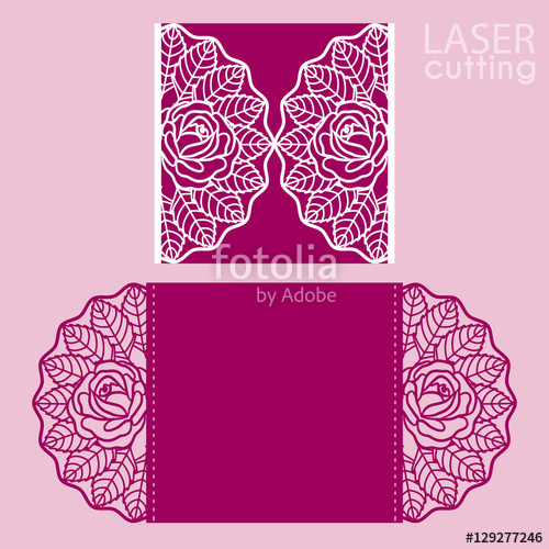 500x500 Laser Cut Wedding Invitation Card Template Vector.cut Paper Card