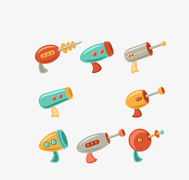 650x620 Vector Color Cartoon Laser Guns, Color Vector, Cartoon Vector