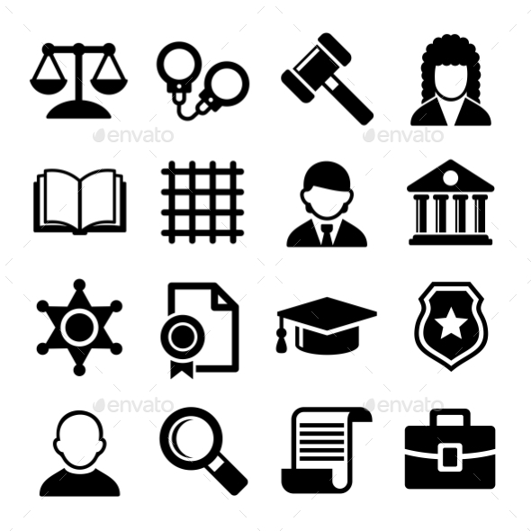 590x590 Law And Justice Icons Set. Vector By In Finity Graphicriver