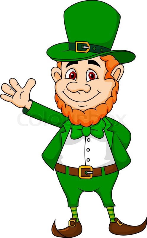 496x800 Vector Illustration Of Leprechaun Cartoon Waving Hand Stock