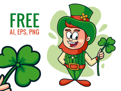 400x300 Free Cartoon Vector Leprechaun + Video Process By Pixaroma