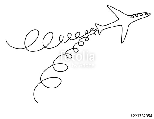 500x386 Plane One Line Drawing Stock Image And Royalty Free Vector Files