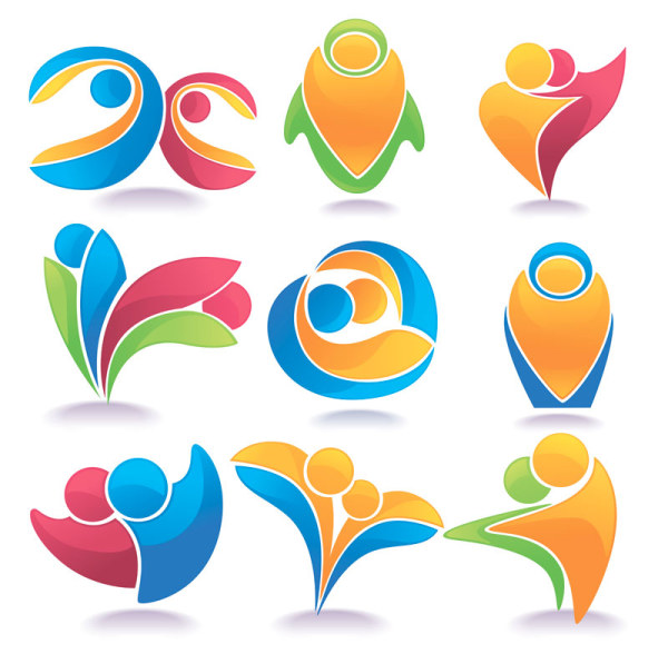 600x588 Set Of Colored Abstract Logo Design Elements Vector 01 Free Download