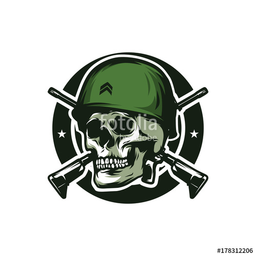 500x500 Skull Soldier Army Vector Logo Design Illustration Stock Image