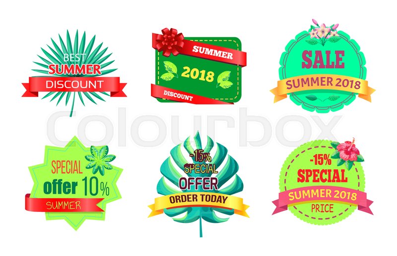 800x517 Best Summer Discount Logos Tropical Plants Leaves. Seasonal Sale