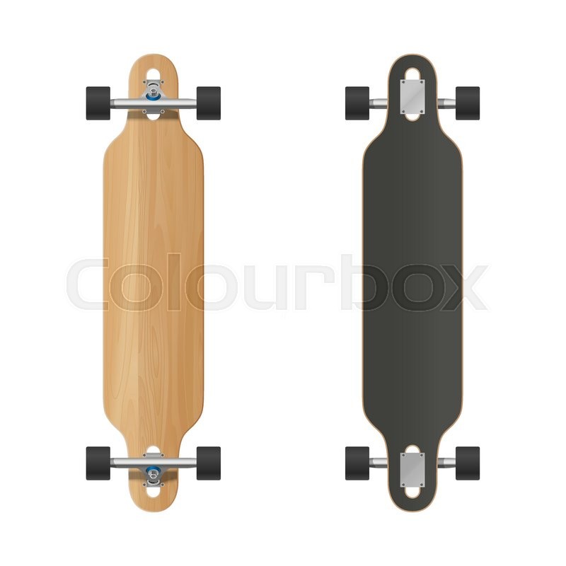 800x800 Vector Illustration Of The Two Sides Longboard. Isolated On White