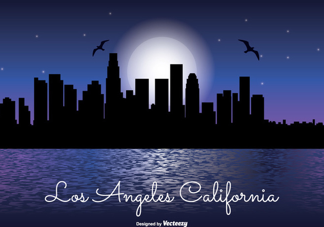 632x443 Los Angeles Night Skyline Illustration Free Vector Download 330127