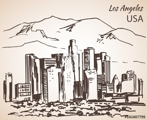 500x409 Los Angeles Cityscape Sketch. Stock Image And Royalty Free Vector