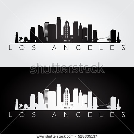 450x470 La Silhouette Stock Vector Los Angeles Usa Skyline And Landmarks